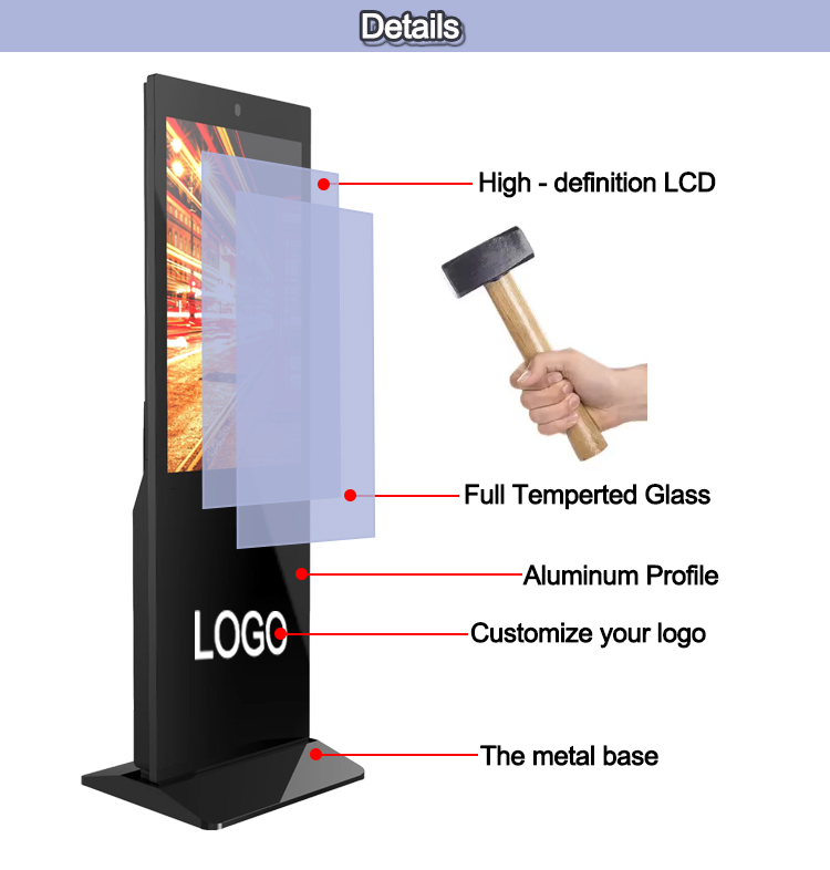 Tótem interactivo de la señalización de Digitaces del panel de la exhibición vertical de la publicidad del LCD del quiosco elegante de 43 pulgadas con la situación del piso